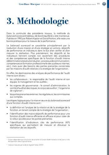 KPI de l’audit : Mesurer les indicateurs clés de performance d’une fonction d’audit interne / IIA Italy page 11
