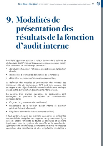 KPI de l’audit : Mesurer les indicateurs clés de performance d’une fonction d’audit interne / IIA Italy page 29