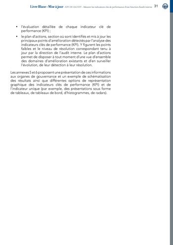KPI de l’audit : Mesurer les indicateurs clés de performance d’une fonction d’audit interne / IIA Italy page 31
