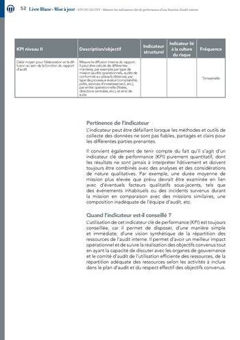 KPI de l’audit : Mesurer les indicateurs clés de performance d’une fonction d’audit interne / IIA Italy page 52