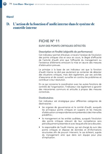 KPI de l’audit : Mesurer les indicateurs clés de performance d’une fonction d’audit interne / IIA Italy page 74