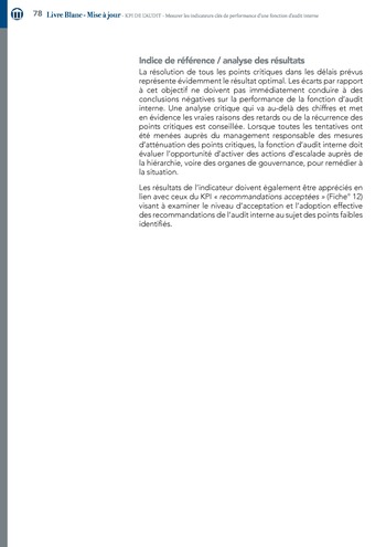 KPI de l’audit : Mesurer les indicateurs clés de performance d’une fonction d’audit interne / IIA Italy page 78