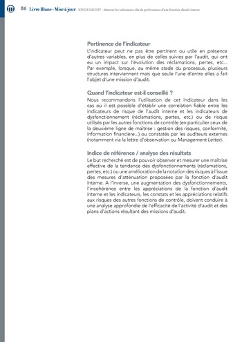 KPI de l’audit : Mesurer les indicateurs clés de performance d’une fonction d’audit interne / IIA Italy page 86