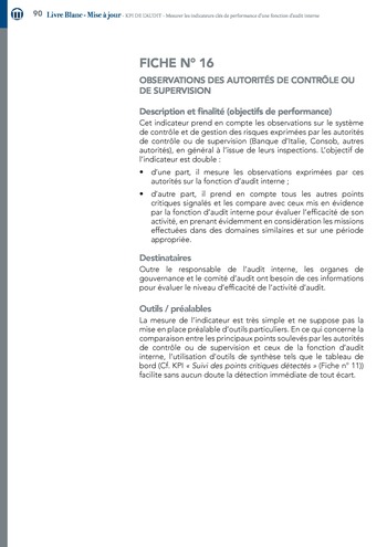 KPI de l’audit : Mesurer les indicateurs clés de performance d’une fonction d’audit interne / IIA Italy page 90