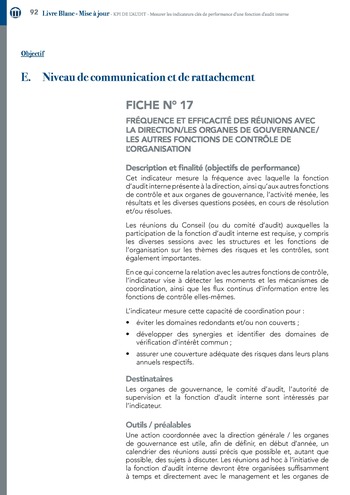 KPI de l’audit : Mesurer les indicateurs clés de performance d’une fonction d’audit interne / IIA Italy page 92