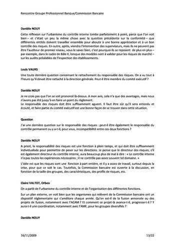 Commission Bancaire IFACI 2009 - Actes page 13