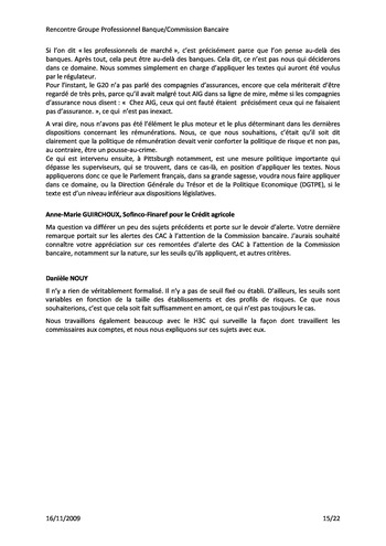 Commission Bancaire IFACI 2009 - Actes page 15