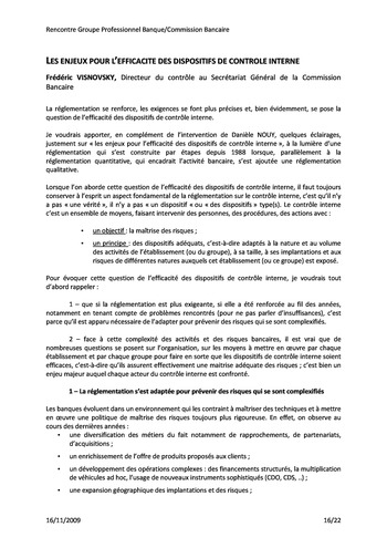 Commission Bancaire IFACI 2009 - Actes page 16