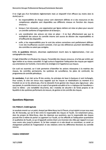 Commission Bancaire IFACI 2009 - Actes page 19
