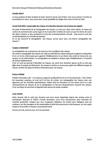 Commission Bancaire IFACI 2009 - Actes page 22
