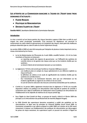 Commission Bancaire IFACI 2009 - Actes page 5