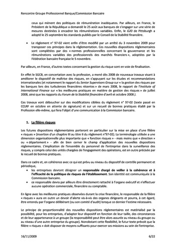 Commission Bancaire IFACI 2009 - Actes page 6