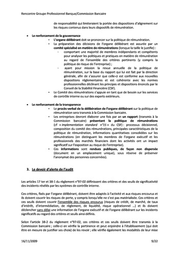 Commission Bancaire IFACI 2009 - Actes page 9