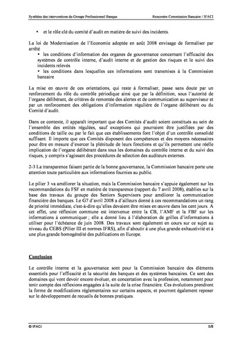 Commission Bancaire IFACI 2008 - Actes page 5