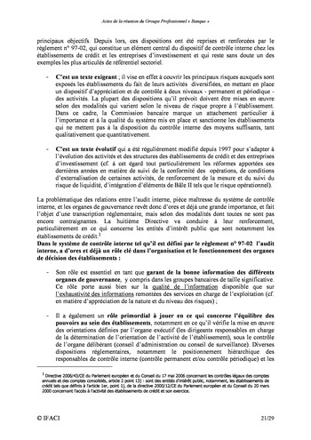 Commission Bancaire IFACI / AMF 2007 - Actes page 21