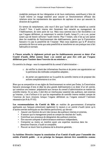 Commission Bancaire IFACI / AMF 2007 - Actes page 22