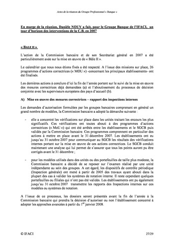 Commission Bancaire IFACI / AMF 2007 - Actes page 27