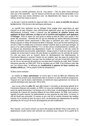 Commission Bancaire IFACI 2006 - Actes page 15