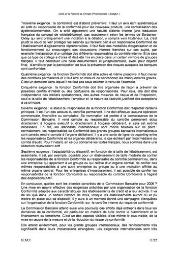 Commission Bancaire IFACI 2005 - Actes page 11