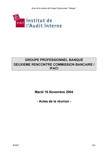 Commission Bancaire IFACI 2004 - Actes page 1
