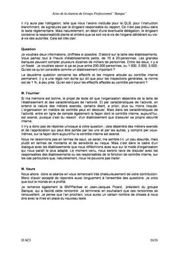 Commission Bancaire IFACI 2004 - Actes page 20
