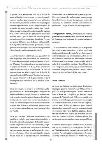 Audit et contrôle dans le secteur public : un atout pour les réformes en cours page 58