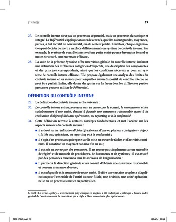 Synthèse - Référentiel intégré de contrôle interne page 11
