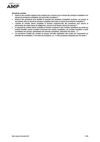 Cadre de référence des dispositifs de gestion des risques et de contrôle interne page 17