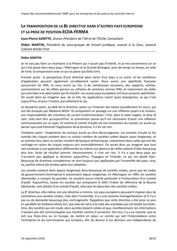 4e, 7e et 8e Directives : Impact des recommandations de l’AMF pour les entreprises et les acteurs du contrôle interne page 19