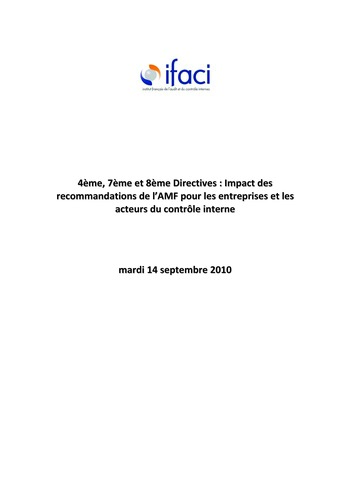 4e, 7e et 8e Directives : Impact des recommandations de l’AMF pour les entreprises et les acteurs du contrôle interne page 2
