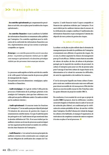 N°190 - juin 2008 L'audit interne dans le secteur de la distribution page 40