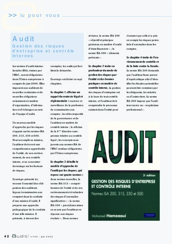 N°190 - juin 2008 L'audit interne dans le secteur de la distribution page 42