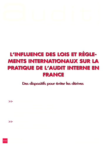 N°191 - sept 2008 L'influence des lois et règlements internationaux sur la pratique de l'audit interne en France page 1