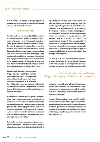 N°191 - sept 2008 L'influence des lois et règlements internationaux sur la pratique de l'audit interne en France page 10