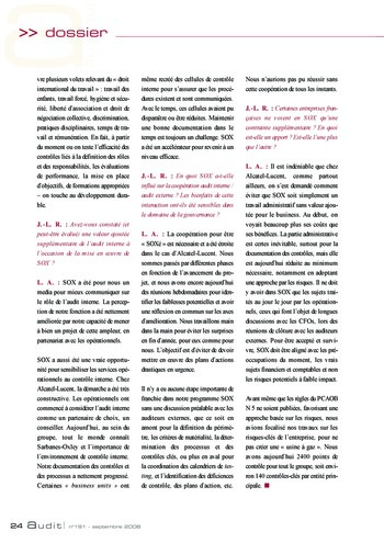 N°191 - sept 2008 L'influence des lois et règlements internationaux sur la pratique de l'audit interne en France page 24