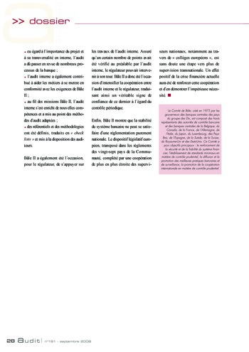 N°191 - sept 2008 L'influence des lois et règlements internationaux sur la pratique de l'audit interne en France page 28