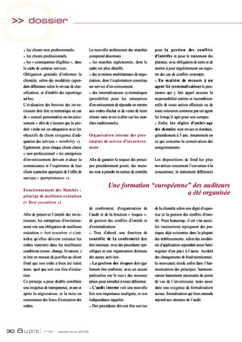 N°191 - sept 2008 L'influence des lois et règlements internationaux sur la pratique de l'audit interne en France page 30