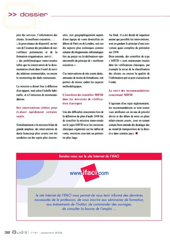 N°191 - sept 2008 L'influence des lois et règlements internationaux sur la pratique de l'audit interne en France page 32