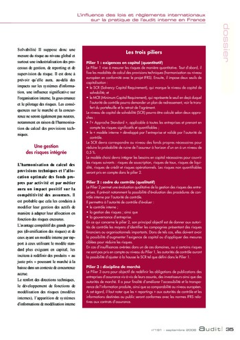 N°191 - sept 2008 L'influence des lois et règlements internationaux sur la pratique de l'audit interne en France page 35