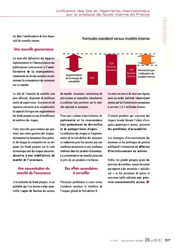 N°191 - sept 2008 L'influence des lois et règlements internationaux sur la pratique de l'audit interne en France page 37