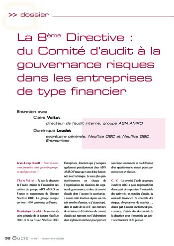N°191 - sept 2008 L'influence des lois et règlements internationaux sur la pratique de l'audit interne en France page 38