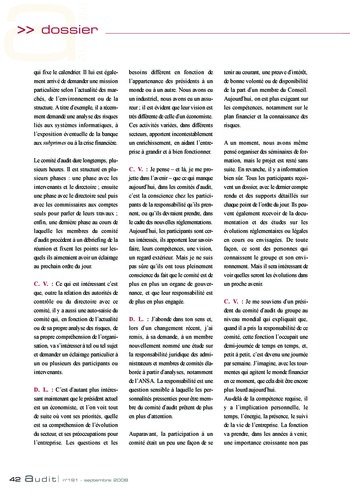 N°191 - sept 2008 L'influence des lois et règlements internationaux sur la pratique de l'audit interne en France page 42