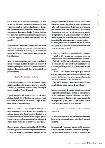 N°191 - sept 2008 L'influence des lois et règlements internationaux sur la pratique de l'audit interne en France page 55