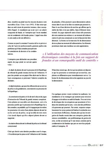 N°191 - sept 2008 L'influence des lois et règlements internationaux sur la pratique de l'audit interne en France page 57