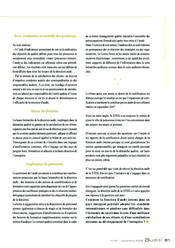 N°191 - sept 2008 L'influence des lois et règlements internationaux sur la pratique de l'audit interne en France page 61