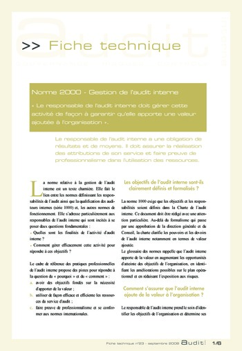 N°191 - sept 2008 L'influence des lois et règlements internationaux sur la pratique de l'audit interne en France page 63