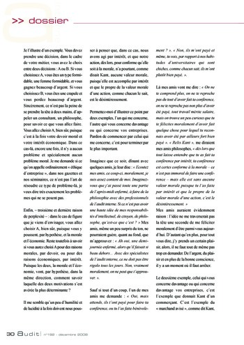 N°192 - déc 2008 La contribution de l'audit interne à la performance des organisations : défis d'aujourd'hui, enjeux de demain page 30