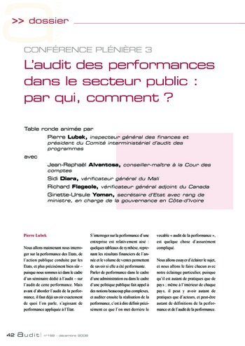 N°192 - déc 2008 La contribution de l'audit interne à la performance des organisations : défis d'aujourd'hui, enjeux de demain page 42