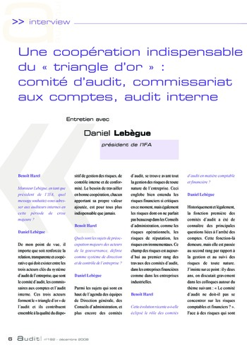 N°192 - déc 2008 La contribution de l'audit interne à la performance des organisations : défis d'aujourd'hui, enjeux de demain page 6
