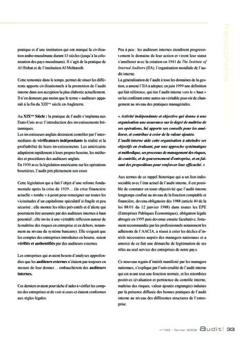 N°193 - fév 2009 L'audit interne : un cadre de référence en évolution page 33